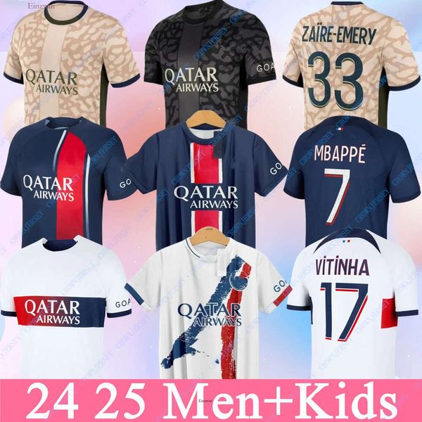 Psges mbappe eşofmanlar erkek futbol antrenmanı takım elbise tuta maillot formaları ceket kiti 2023 2024 Paris Kolo Muani Mens ve Çocuk Futbol Trailsuit 596