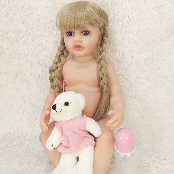 Bambole Silicone bambina rinata bambola carino bella bambola realistica principessa principessa toddler boy regalo giocattolo 55 cm 22 pollici