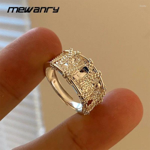 Anéis de casamento Mewanry minimalista Cadeia de cores de prata para mulheres Casal Personalidade Design criativo Design Classic Fashion Engagement Jóias Presente