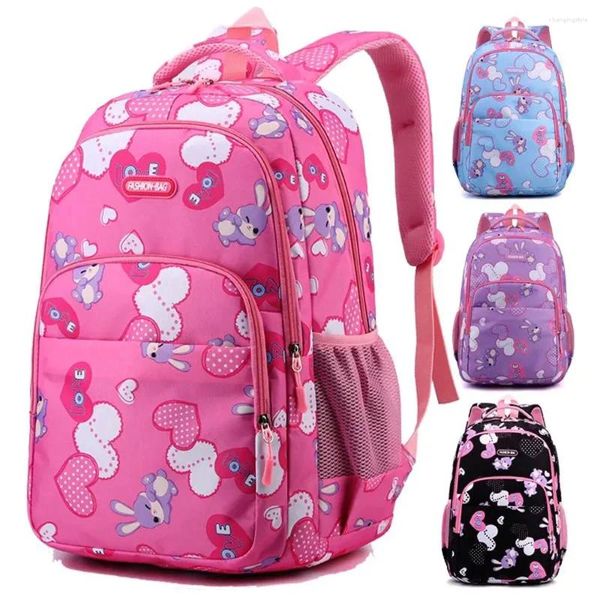 Borse per la scuola Oxford Pink Schoolbag for Girls 6-12 anni Cartoon Cartootena impermeabile Kids Regalo Kids Gift Travel Backpack