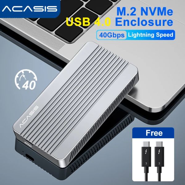 Корпус Acasis 40 Гбит/с Внешний жесткий драйвер M.2 NVME PCIE SSD Корпус, совместимый с Thunderbolt 3/4, USB3.2/3.1/3.0/2.0