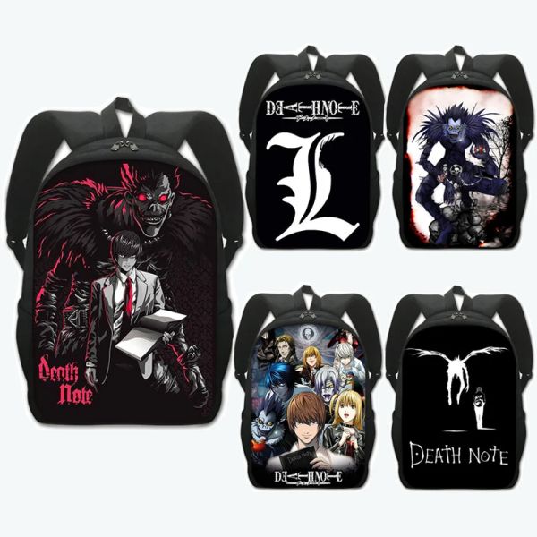 Mochilas Anime Death Note Shinigami Ryuk Backpack Homens Homens de Viagem Bolsas para Crianças Sacos Escolares Para Manga Adolescente Luz Yagami L Mochila