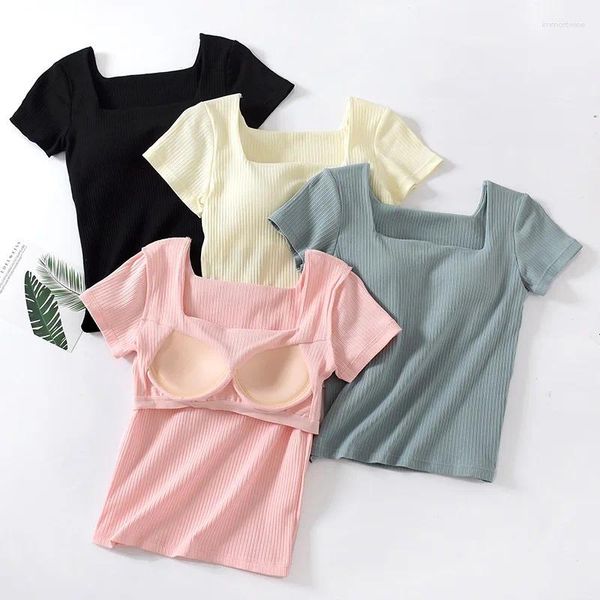 Camisetas de sono de algodão do peito de roupas de dormir femininas para mulheres de manga curta de um pedaço de pijama de pijama casual de fora do uso