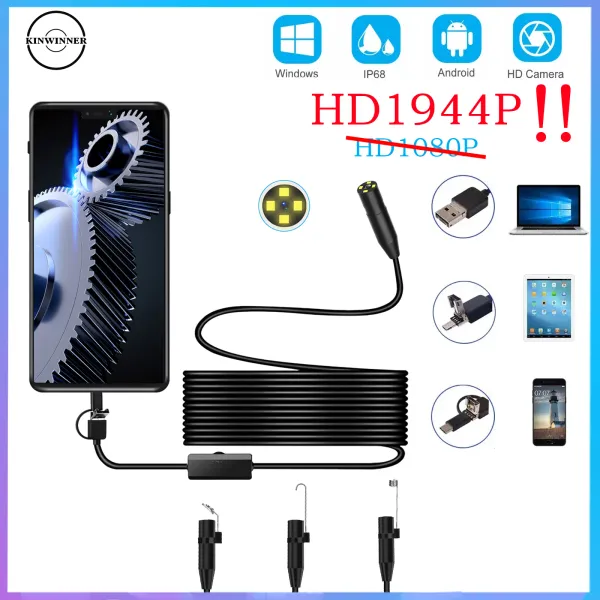 Камеры Auto Focus Endoscope Camera Endoscope для автомобилей Android Type C 1080p Mini Camera для рыбалки USB IP68 Borescope Sewer Inspection