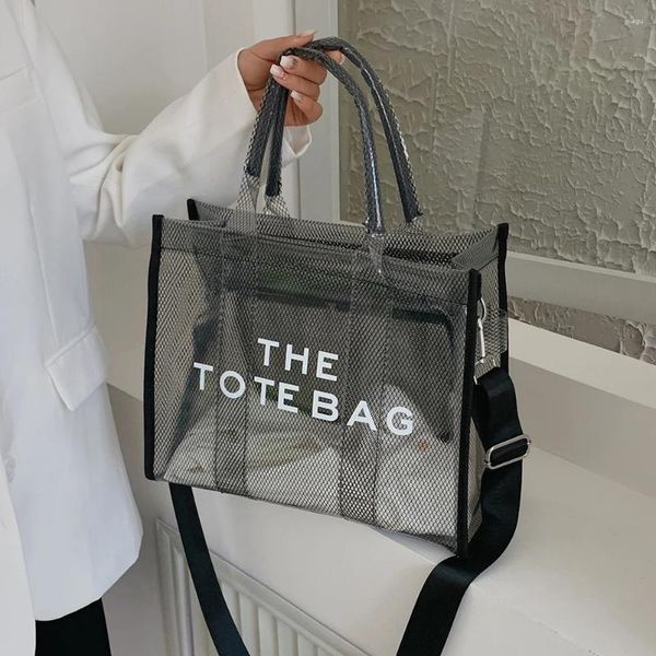 Totes PVC Transparente Fashion Bag Letters The Tote Capacity Ladies Summer Jelly Bolsa Clear Crossbody