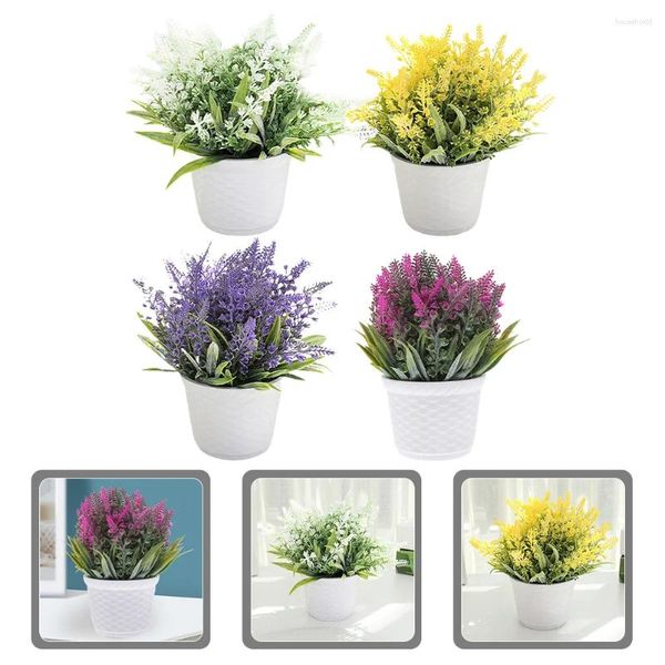 Flores decorativas 4 PCs Bonsai artificial Fake Small Drop Plastic Desktop Adornments Plants Decor Indoor Outdoor