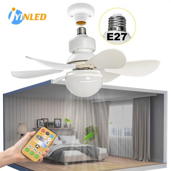 Luzes de teto E27 Controle remoto Lâmpada de ventilador de tamanho grande com ventiladores de luz de montagem LED Dimmable para a sala de estar do quarto