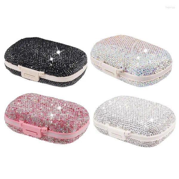 Garrafas de armazenamento Organizador Glitter Boxes Recipler com strass em compartimento de compartimento Mini titular