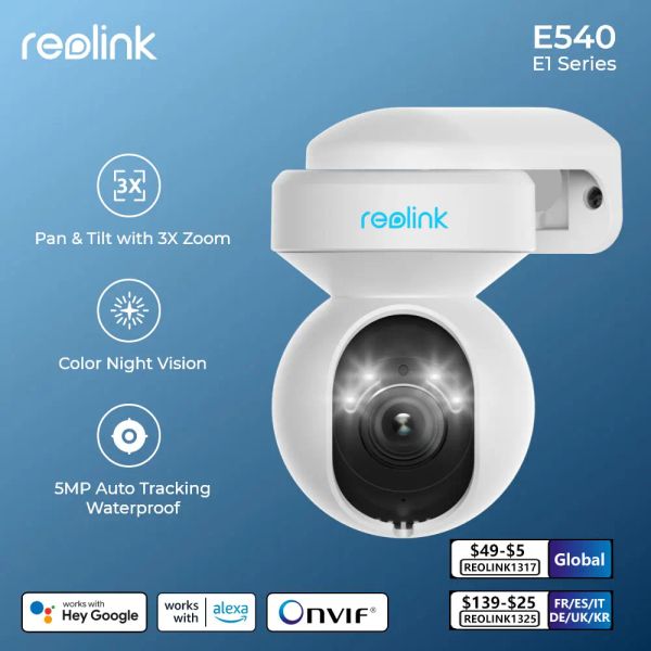 Мониторы Reolink E Series 3MP Wi -Fi Camera 4MP Baby Monitor 5MP Pantilt IP CAM Smart AI Объяснение 4K 8MP Home Video Suppellance Cameras