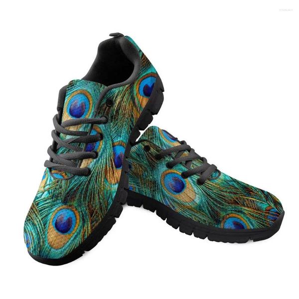 Lässige Schuhe Frau Running Peacock Feather 3D Prints Herbstschuh Schnürung Mesh Frauen Sneaker Leichtes Muttergeschenktrainer Turnschuhe