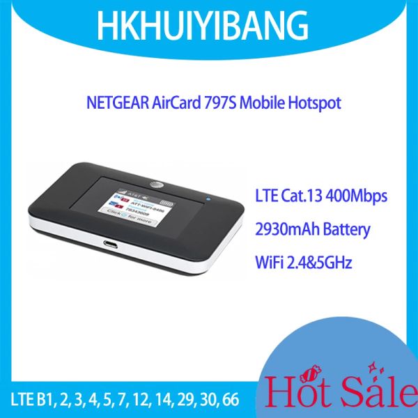 Roteadores desbloqueados NetGear Aircard AC797S 4G LTE 400Mbps CAT13 Mobile Hotspot com SIM CARD Slot 2.4/5GHz Dual Band 4G Pocket WiFi Router