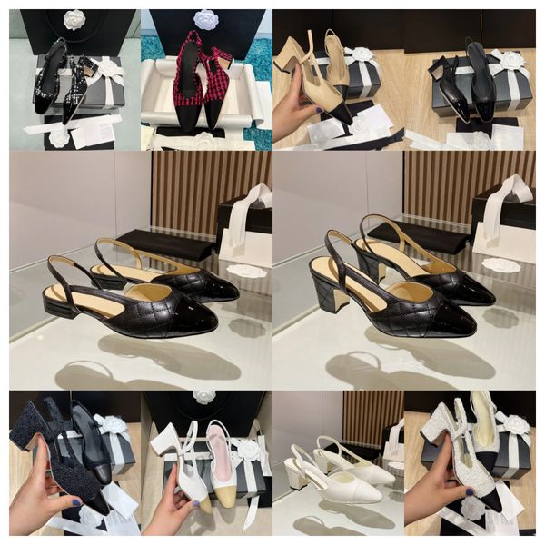 2024 Top Luxury Can C Дизайнерские туфли обувь Slingback Heels Sandal Ballets Flats Espadrilles Ballerinas Sandals Свадебные свадебные женщины