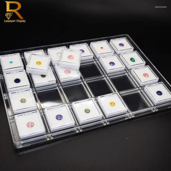 Caschetti per gioielli 24pcs gemstone diamante scatola sciolta supporto per la protezione del coperchio trasparente di gem