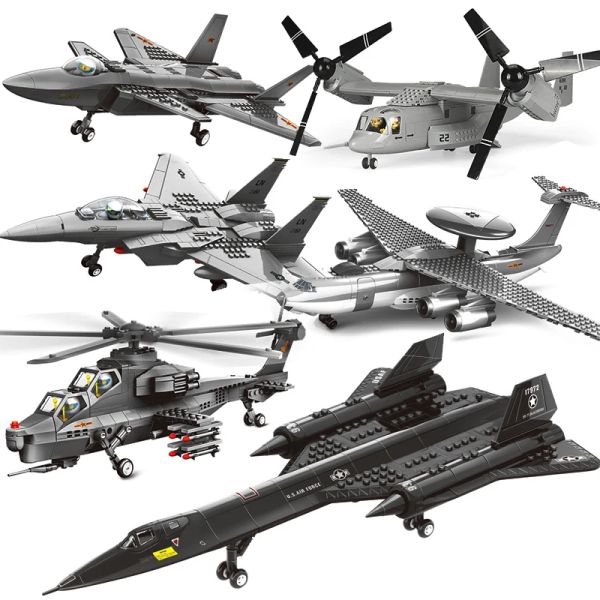 Bloklar Modern Askeri SR71 Blackbird Spy Uçağı F15 Fighter Uçağı Asker Yapı Blokları Uçak Model Bebekler Tuğla Çocuk Oyuncak