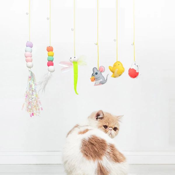 Spielzeug Pet Cat Toys Elastizität Retractable Hanging Door Typ Interaktives Spielzeug für Kätzchen Maus Catnip Scratch Seil Spielzeug Haustier Vorräte