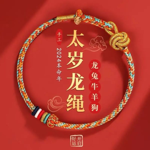 Strands PutUo Mountain 2024 Dragon Life Year Longlong Rope Hand Rope Benmingnian Amulet intrecciato Little Red Rope Bracciale Tai Sui Talisman