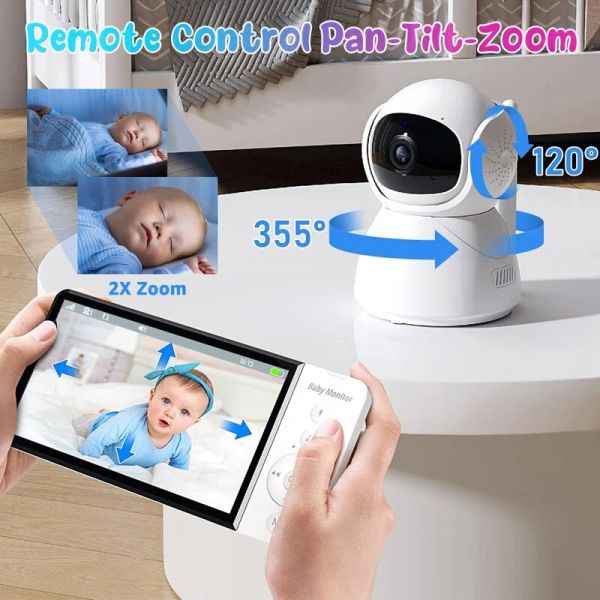 Камера 5,0 дюйма беспроводного видео детского монитора 5000 мАч аккумулятор IPS с няней PTZ Camera 2way Audio Vox Lullaby SD Card Card