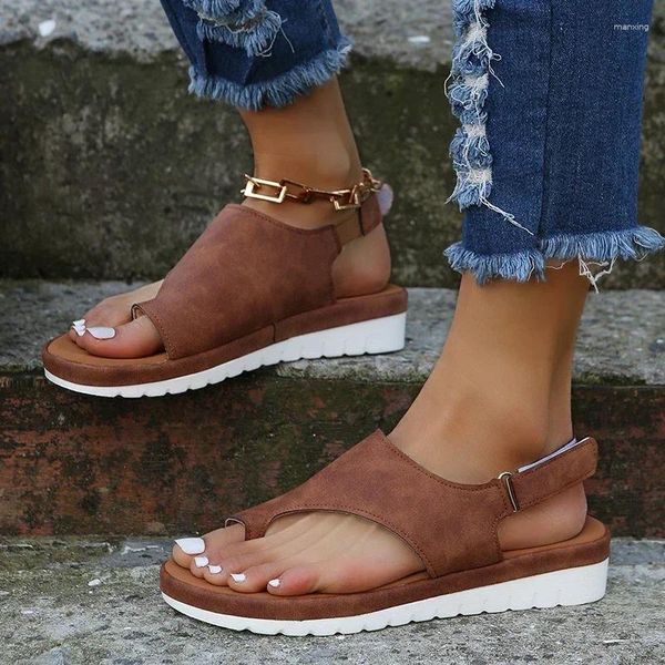 Sapatos casuais sandálias femininas 2024 plataforma confortável sola plana ladies macio de ponta grande correção de peges sandal ortopedic bunion corretor