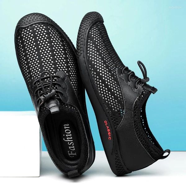 Scarpe casual da uomo estate sneaker nere a maglie traspirabili uomini non slittati di calzature per esterni maschio cavo di arrampicata
