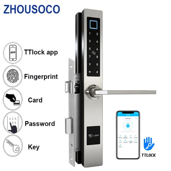 Controllo in stile europeo impermeabile bluetooth blocco ttlock scheda impronta digitale serratura smart port per porta in vetro in alluminio porta in legno