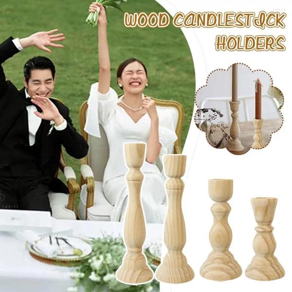 Titulares de vela Wooden Vintage Candlestick 4 Tamanhos Classic Holder para jantar em casa e decoração de desktop i5i0