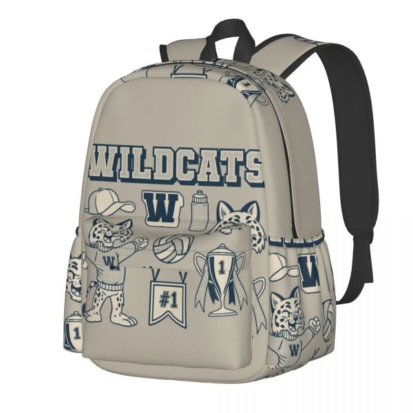 Backpacks Wildcat Mascots Backpack Sports Sports Vintage Viagem Mochilas Boy Garota Menina Print Custom School Salps Elegant Rucksack