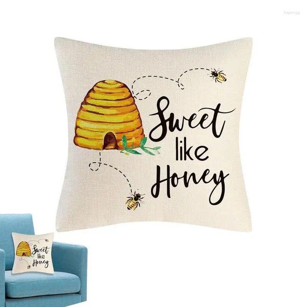 Kissen Bee Day Cover Flachs Niedlichkeit Wurf Wohnhäuser -Sofa Happy Sweet Honey Animal Pillowcase