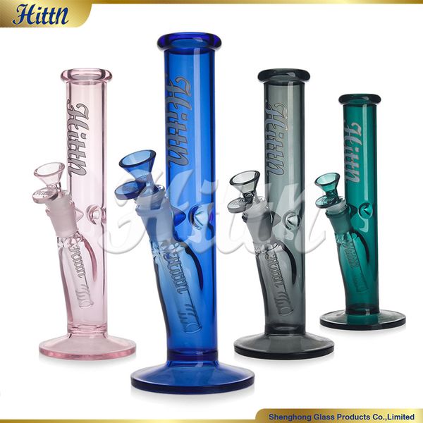 Hittn Tubo reto Bongo de 10 polegadas de altura Color Vidro Tubo de água fumando com tigela colorida de 14 mm 2024 Hittn Factory Novo