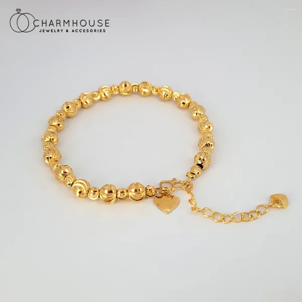 Braccialetti di fascino 24k GP in oro giallo per donne Bangles braccialetti a catena in perline Buddha Pulseira Femme Wedding Jewelry Accessori