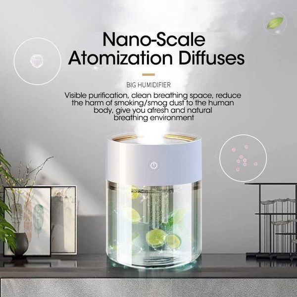 Увлажнительные домохозяйства USB Ultrasonic Essenti Oil Diffuser Aromatic 2L Большая мощность 3 сопла.