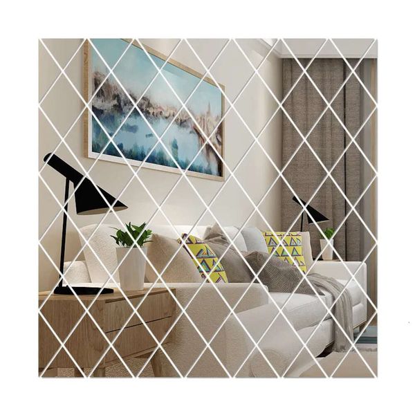 Spiegel Wand Diamant Spleißen DIY Aufkleber Acryl Hintergrundaufkleber Wohnzimmer Home Dekoration S