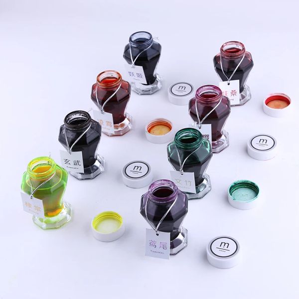 Stifte 1PC große Kapazität 50 ml Glas Tintenflasche für Brunnenstift 9 Farb