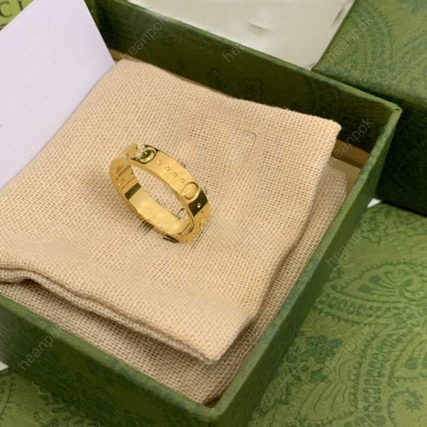 Fashion Gold Band Rings Designer Mens Titanium Steel Ring G Jewelry Luxurys Silver Wedding Love for Women Size 5 9 10 11 con scatola Nuova E40A
