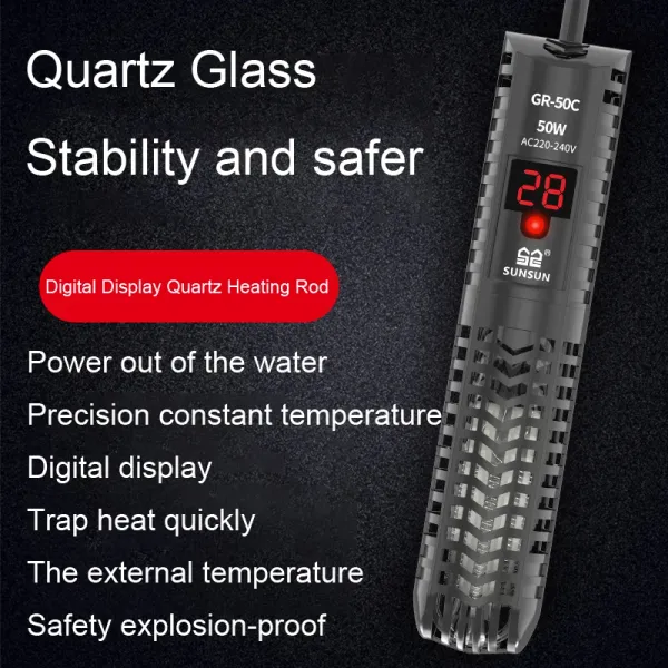 Аквариумы аквариум погрузка на обогреватель рыб Quartz Glass ЖК -дисплей 220 В цифровой нагреватель