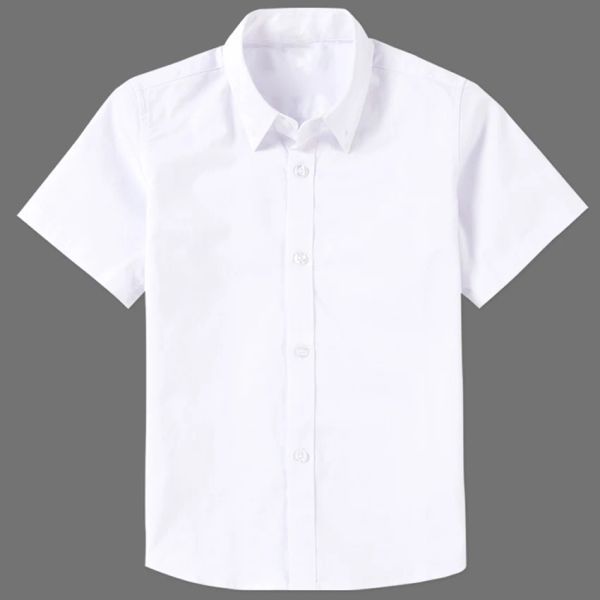 T-shirt ragazzi camicie bianche per bambini abiti per bambini solido cotone maniche corte camicie formali per adolescenti uniforme scolastica 6 8 10 12 14 anni Vestidos