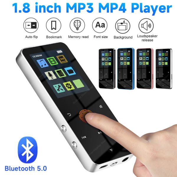 Player New MP4 Player BluetoothCompAtible 5.0 Portable MP3 MP4 MP4 Player da 1,8 pollici TFT Mp3 Lettore radio Intertopiaria Ebook Registrazione ebook