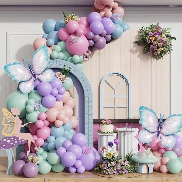 Party -Dekoration Schmetterlings Themen Ballon Bogen Garland Set lila Luftballons Folie für Geburtstagsbraut Hochzeit