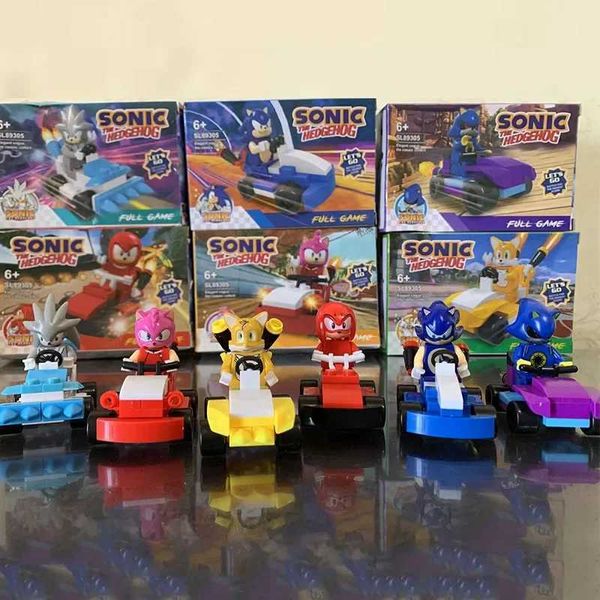 Actionspielzeugfiguren Sonic The Hedgehog Building Blocks Cartoon Charakter Montage Model Spielzeug Ziegel Spielzeug Kinderkinder Geschenk T240422