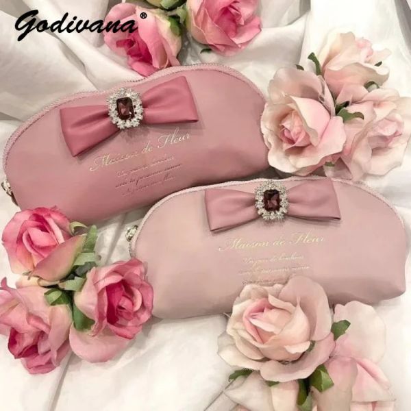 Brieftaschen japanischer Stil niedlicher Bug Strass Bleistift Gehäuse kleine Clutch Frauen Mädchen Kosmetische Tasche Mini rosa Bleistiftbeutel Schlüssel Brieftaschen