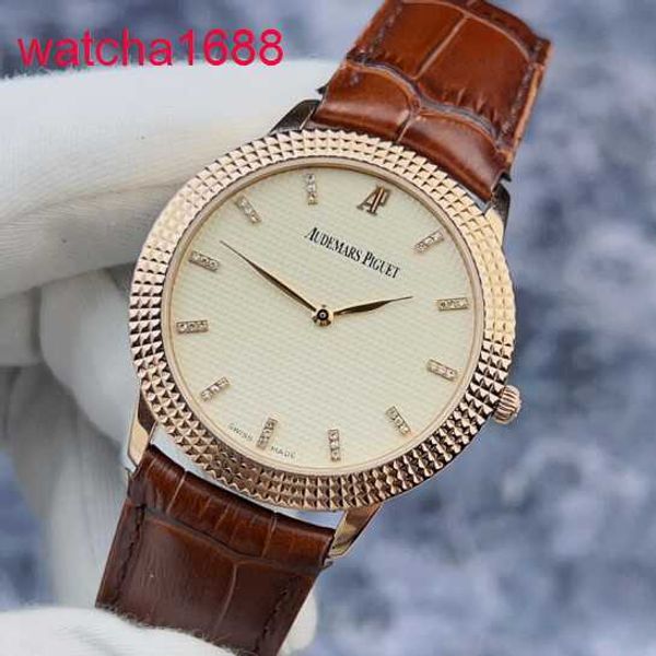 Mens Ap Forist Watch Classic Series 15163OR Scale 18K Ручное изящное золото.