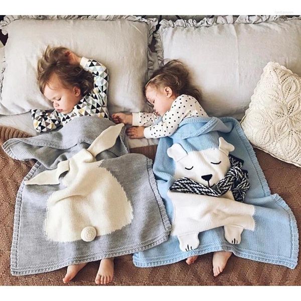 Battaniyeler varış hayvan sevimli bebek battaniyesi gerçek çizgi film ayı kanepeye atar/yatak/uçak seyahatleri yün piknik iplik