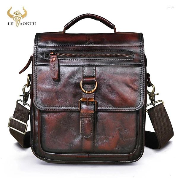 Borsa in pelle originale maschio wine wine tote messenger design da viaggio spalla a croce-body spalla da 9,8 