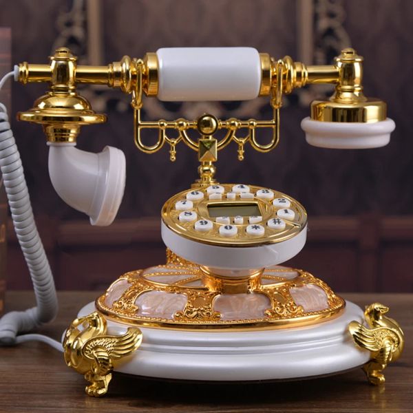 Auricolari auricolari telefonici antichi telefonici vintage in oro bianco vintage per decorazione per la casa con cuffia a pressione di ID chiamante