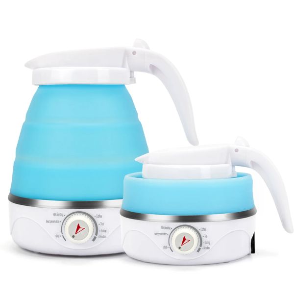 Chaleiras 0,6L Viagem elétrica dobrável controle de temperatura Controle de temperatura 6mins Kettle elétrica portátil e fervente com copo de água de silicone