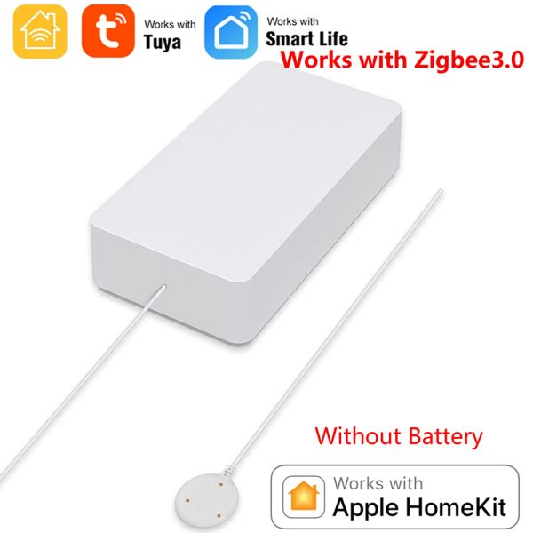 Controllo funziona con il sensore di perdita d'acqua Homekit Zigbee 3.0 Wireless Rilevatore di alluvioni per sistema di allarme e Automazione della casa intelligente Apple Homekit