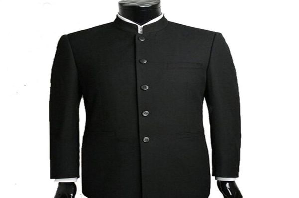 Tuxedos de casamento em estilo chinês preto para o noivo Desgaste de duas peças fades personalizadas para homens novas calças de jaqueta8655535