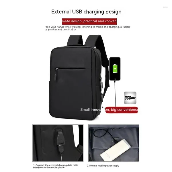 Backpack Männer USB wiederaufladbare wasserdichte leichte Reiseschule Computer Casual Business Casual Business