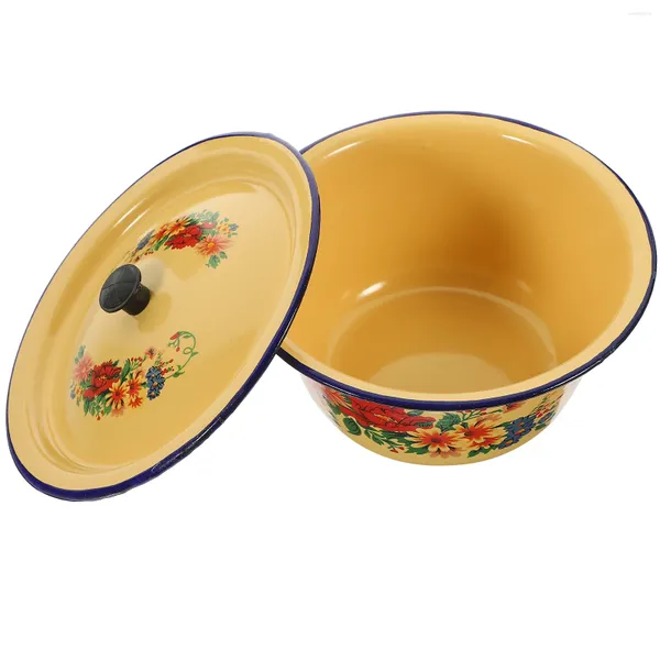 Geschirrsets altmodische Schmalz Basin Oil Bowl Emailware Pasta Küchenversorgung Dessert Behälter Vintage Haushalt