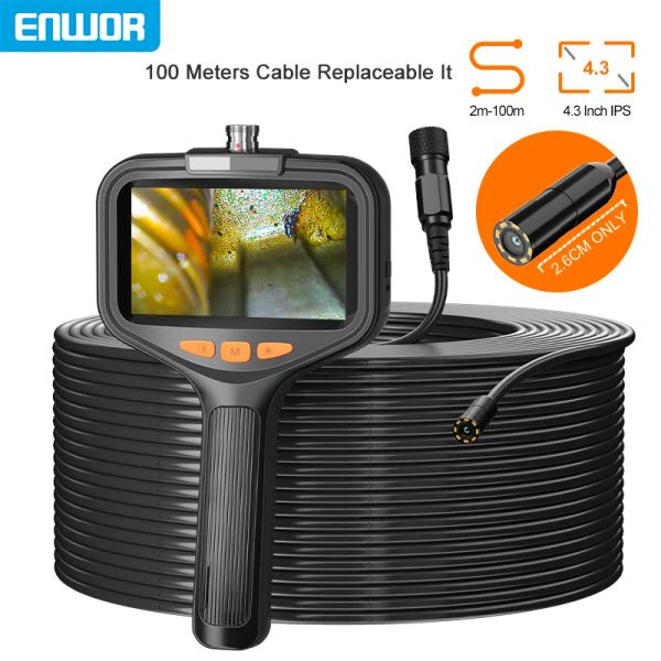 Kameras 4,3 Zoll Handheld Endoskopkamera HD1080p 2M100 m Starrkabel Split BoresCope Inspektion Abwasserkanal Waterfache 2,0 MP