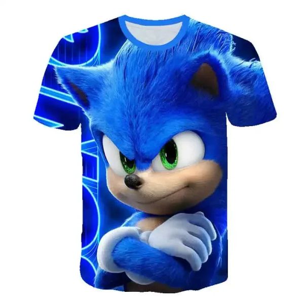 Tees 2023 New Sonic Tshirt Kids Clothing Boys Boys Cartoon Game Super Sonic Boys Clothes Childre